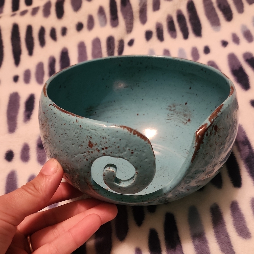 Blue and Brown Ceramic Art Bowl